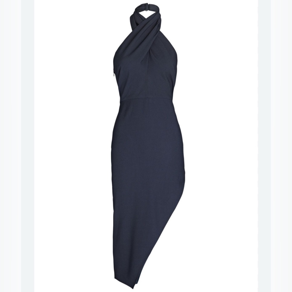 The Sei Cross Front Halter Navy Dress